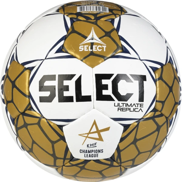 Гандбольний м'яч Select ULTIMATE REPLICA EHF CHAMPIONS LEAGUE V24 біло-золотий Розмір 1 167084-990