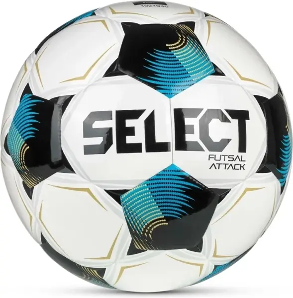 Футзальний м'яч Select FUTSAL ATTACK DB (FIFA BASIC) V26 біло-блакитно-золотий Розмір 4 107347-009