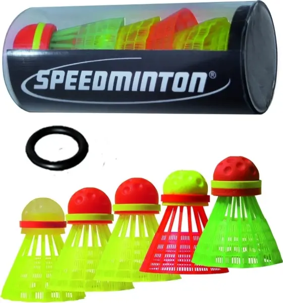 Набір для швидкісного бадмінтону Speedminton SET S700 (2 ракетки, 5 воланів, 4 палички, що світяться, вітрозахисне кільце, набір для корта, чохол) блакитно-жовто-білий 400085