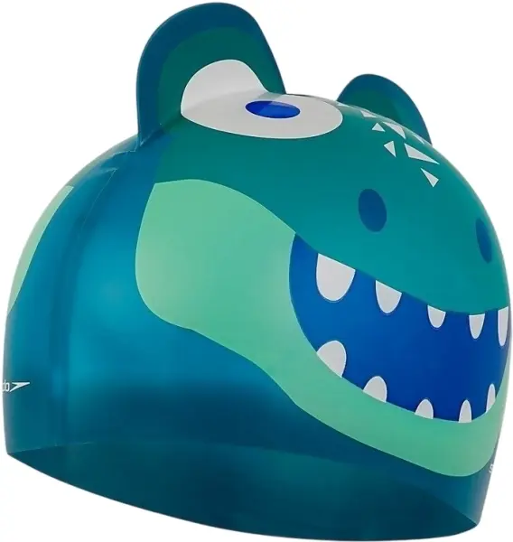 Шапочка для плавания детская Speedo CROC PRT CHARACTER CAP IU темно-зелено-темно-бирюзово-темно-синяя 8-12240D680