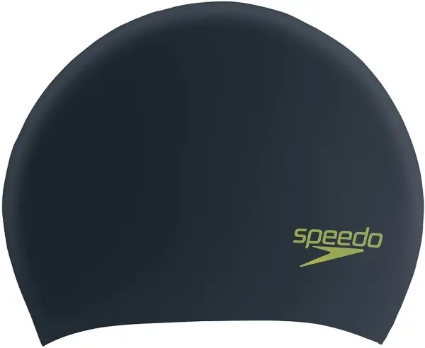 Шапочка для плавания детская Speedo LONG HAIR CAP JU черно-салатовая 8-12809F952