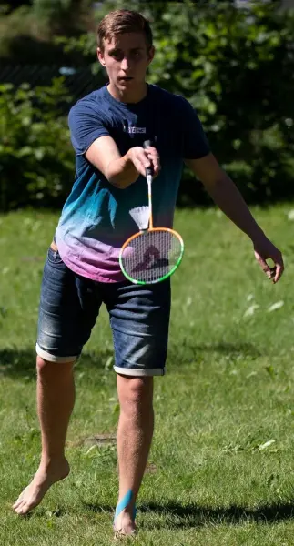 Набір для бадмінтону Talbot BADMINTON SET 4-ATTACKER PLUS (4 ракетки, 3 волани, сітка, чохол) зелено-помаранчевий 449414