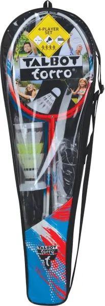 Набір для бадмінтону Talbot BADMINTON SET 4-FIGHTER (4 ракетки, 3 волани, сітка, чохол) блакитно-червоно-білий 449416