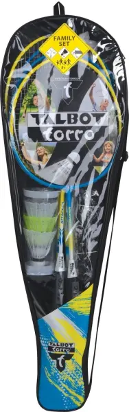 Набір для бадмінтону Talbot BADMINTON SET 4-PLAYERS FAMILY (4 ракетки, 3 волани, сітка, чохол) блакитно-жовтий 449415