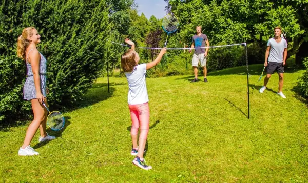Набір для бадмінтону Talbot BADMINTON SET 4-PLAYERS FAMILY (4 ракетки, 3 волани, сітка, чохол) блакитно-жовтий 449415