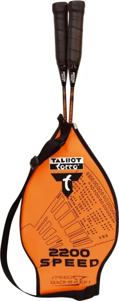 Набір для швидкісного бадмінтону Talbot SPEED BADMINTON SET SPEED 2200 (2 ракетки, 3 волани, чохол) оранжево-чорний 490112