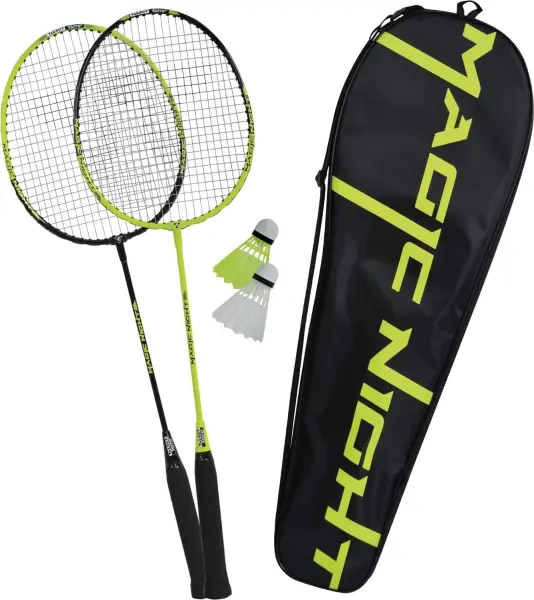 Набір для бадмінтону Talbot BADMINTON SET MAGIC NIGHT LED (2 ракетки, 2 волана та чохол) жовто-чорний 449405
