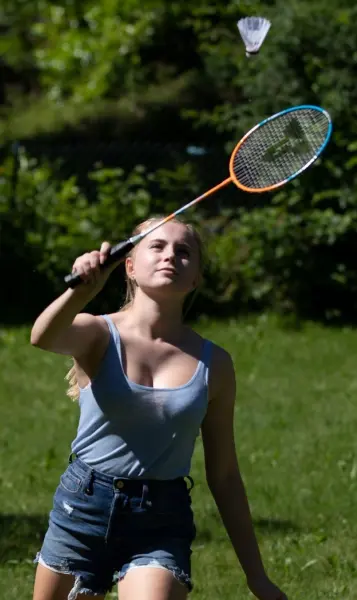 Набір для бадмінтону Talbot BADMINTON SET 2-ATTACKER (2 ракетки, 2 волана та чохол) оранжево-блакитний 449411