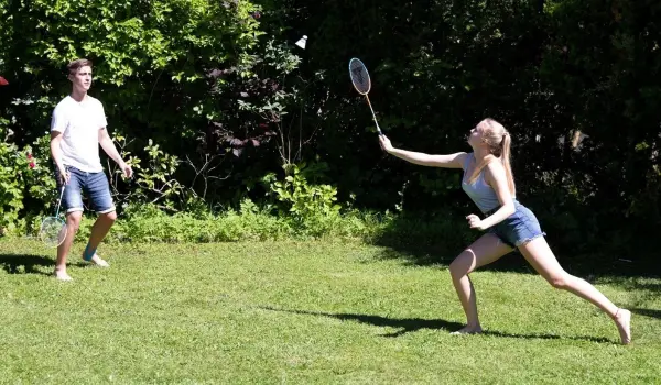 Набір для бадмінтону Talbot BADMINTON SET 2-ATTACKER (2 ракетки, 2 волана та чохол) оранжево-блакитний 449411