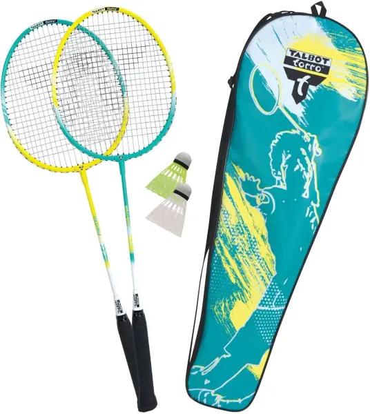 Набір для бадмінтону Talbot BADMINTON SET 2-FIGHTER (2 ракетки, 2 волана та чохол) бірюзово-жовтий 449412