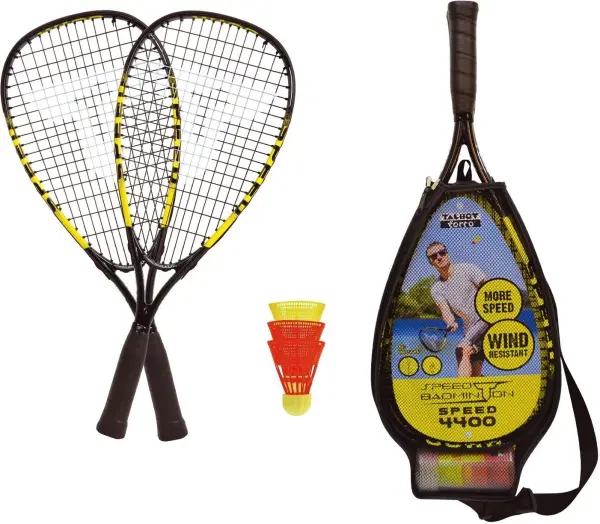 Набір для швидкісного бадмінтону Talbot SPEEDBADMINTON SET SPEED 4400 (2 ракетки, 3 волана та чохол) чорно-жовтий 490114