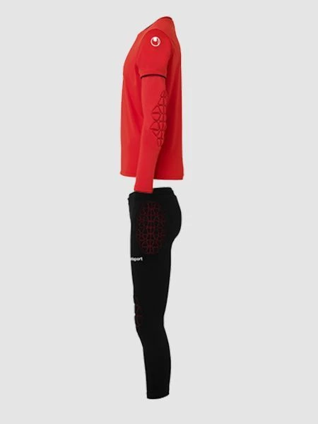 Комплект вратарской формы детский Uhlsport Save Goalkeeper Set Junior красно-черный 1005303 04
