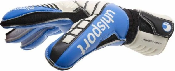 Вратарские перчатки Uhlsport ELIMINATOR SUPERSOFT бело-черно-голубые 1000168 01