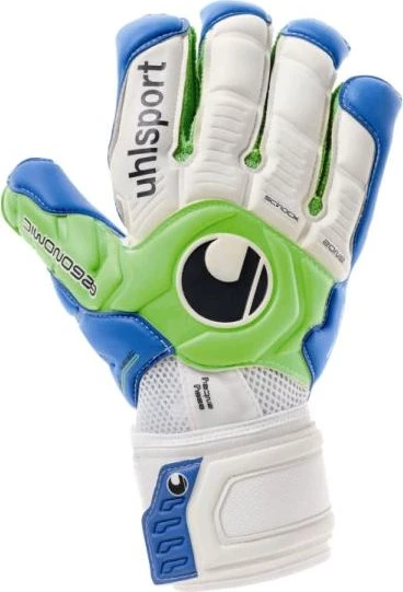 Вратарские перчатки Uhlsport ERGONOMIC 360° AQUASOFT сине-бело-зеленые 1000146 01