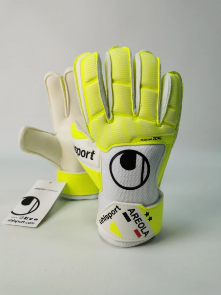 Вратарские перчатки Uhlsport PURE ALLIANCE STARTER SOFT AREOLA#293 бело-желто-черные 1011173 01 2020