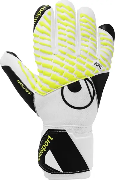 Вратарские перчатки детские Uhlsport FM ABSOLUTGRIP HN PRO JR бело-лимонно-черные 1011401 01