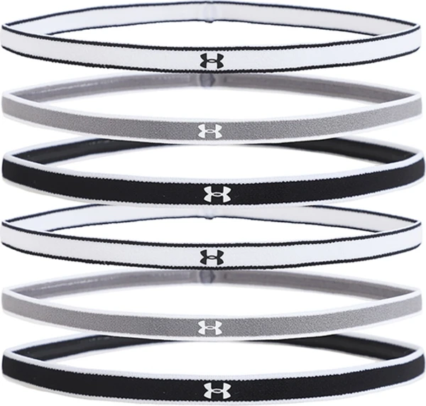 Повязка на голову женская Under Armour MINI HEADBANDS (6PK) черно-серо-белые (6 штук) 1286016-005