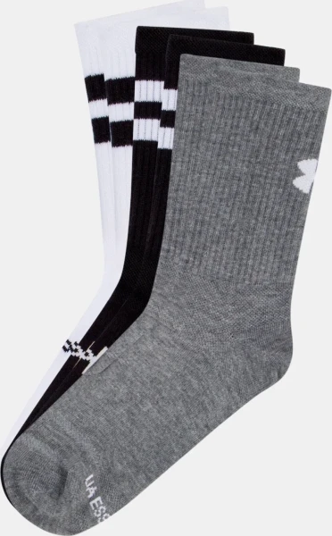 Носки Under Armour ESSENTIAL 6PK CREW белые/серые/черные (6 пар) 1387058-101
