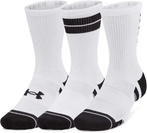 Носки Under Armour PERFORMANCE TECH 3PK CREW SOCKS белые (3 пары) 1379515-101