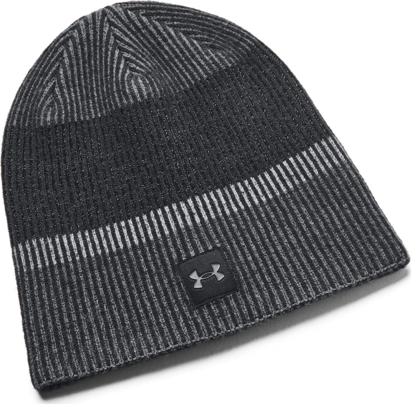 Шапка Under Armour LAUNCH REFLECTIVE BEANIE черно-серая 1386648-001