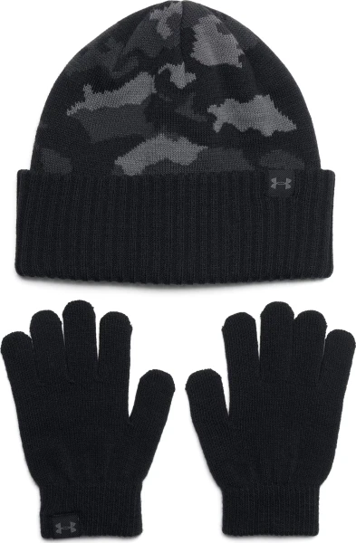 Зимовий набір аксесуарів дитячий Under Armour BEANIE/GLOVE COMBO чорно-сірий камуфляж 1386641-001