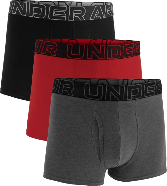 Труси (боксерки) Under Armour PERFORMANCE COTTON 3IN 3-PACK BOXERJOCK сірі, червоні, чорні (3 пари) 1383891-025