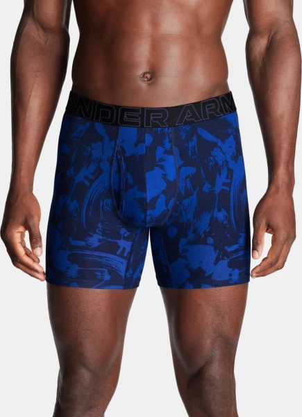 Трусы (боксерки) Under Armour PERFORMANCE COTTON 6IN 3-PACK PRINTED BOXERJOCK темно-сине-синие, серые, темно-синие (3 пары) 1383890-400