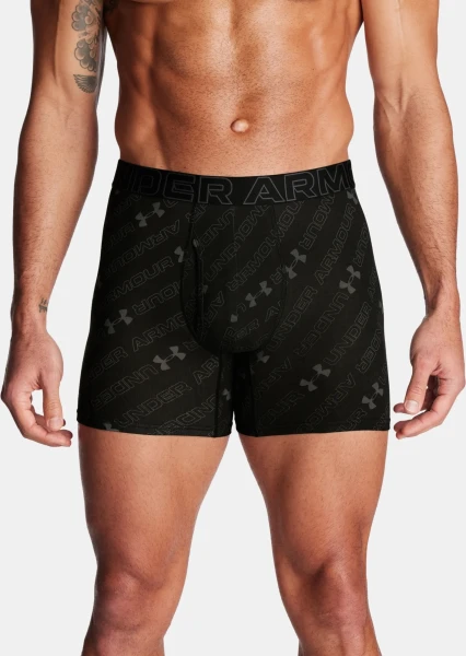 Труси (боксерки) Under Armour PERFORMANCE COTTON 6IN 3-PACK PRINTED BOXERJOCK чорно-сірі, сірі, чорні (3 пари) 1383890-001
