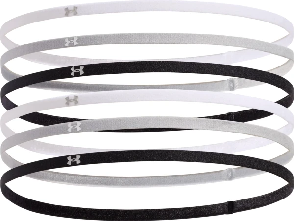 Пов'язки на голову Under Armour MINI ELASTIC 6-PACK HEADBANDS білі, сірі, чорні (6 штук) 1389932-001