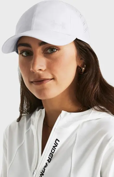 Кепка для бігу жіноча Under Armour ISO-CHILL LAUNCH ADJUSTABLE біла 1383478-100