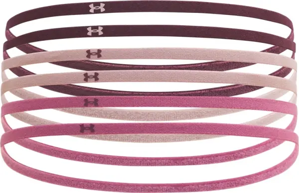 Пов'язки на голову Under Armour MINI ELASTIC 6-PACK HEADBANDS світло-рожеві, рожеві, бордові (6 штук) 1389932-602