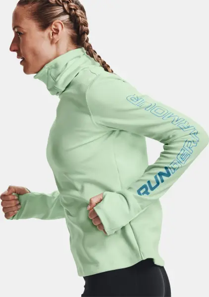 Світшот для бігу жіночий Under Armour EMPOWERED FUNNEL NECK салатовий 1365636-335