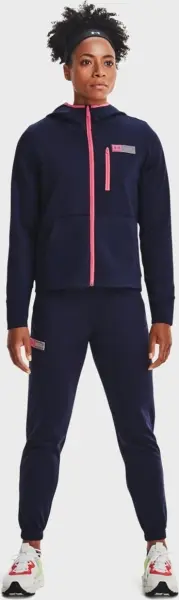 Спортивні штани жіночі Under Armour ARMOUR MIXED MEDIA темно-синьо-рожеві 1365877-410