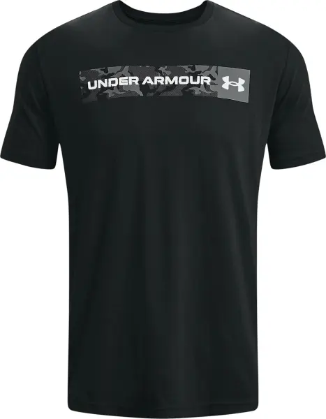 Футболка Under Armour CAMO CHEST STRIPE чорно-темно-сіра 1376830-002