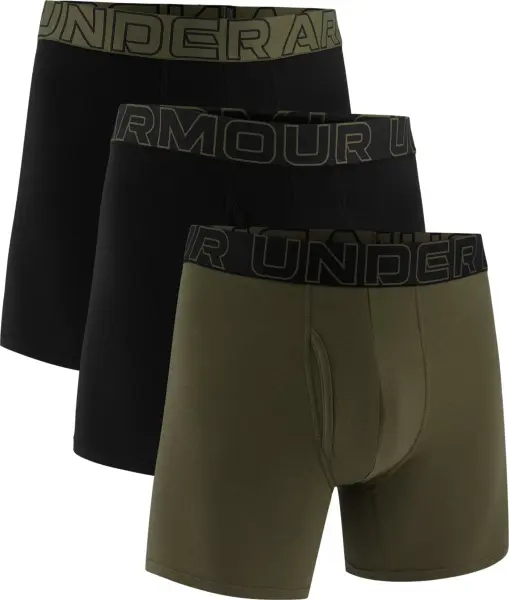 Трусы (боксерки) Under Armour PERFORMANCE COTTON 6IN 3-PACK BOXERJOCK черные, хаки (3 штуки) 1383889-005