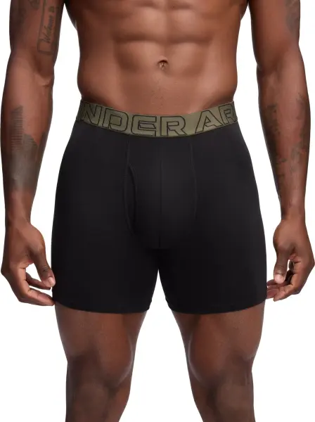 Трусы (боксерки) Under Armour PERFORMANCE COTTON 6IN 3-PACK BOXERJOCK черные, хаки (3 штуки) 1383889-005