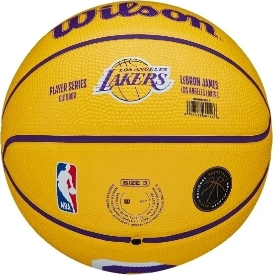 Баскетбольний м'яч Wilson NBA PLAYER ICON MINI LEBRON JAMES жовто-фіолетовий Розмір 3 WZ4007201XB3