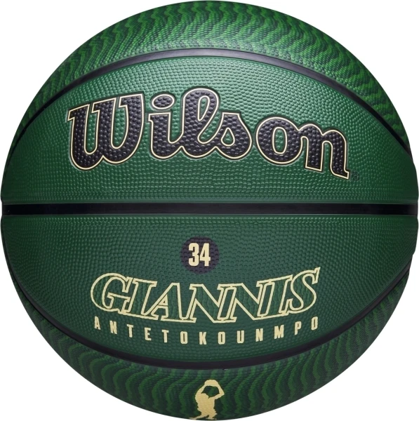 Баскетбольный мяч Wilson NBA PLAYER ICON OUTDOOR GIANNIS ANTETOKOUNMPO темно-зелено-черный Размер 7 WZ4006201XB7