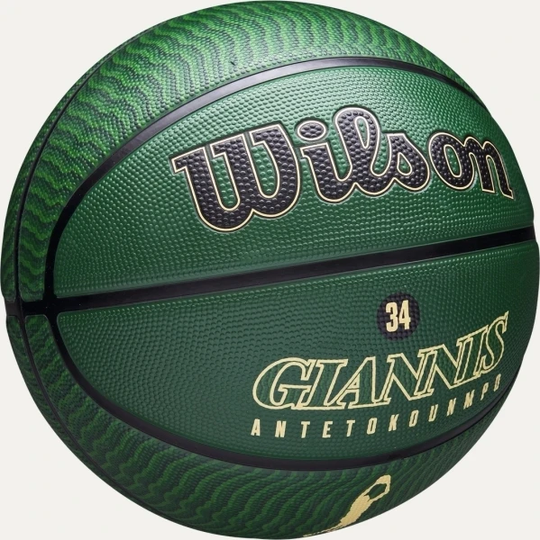 Баскетбольный мяч Wilson NBA PLAYER ICON OUTDOOR GIANNIS ANTETOKOUNMPO темно-зелено-черный Размер 7 WZ4006201XB7