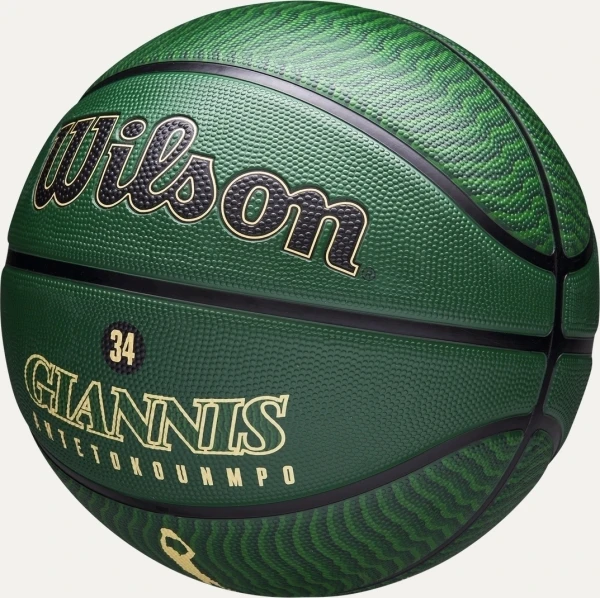 Баскетбольный мяч Wilson NBA PLAYER ICON OUTDOOR GIANNIS ANTETOKOUNMPO темно-зелено-черный Размер 7 WZ4006201XB7