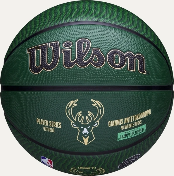 Баскетбольный мяч Wilson NBA PLAYER ICON OUTDOOR GIANNIS ANTETOKOUNMPO темно-зелено-черный Размер 7 WZ4006201XB7