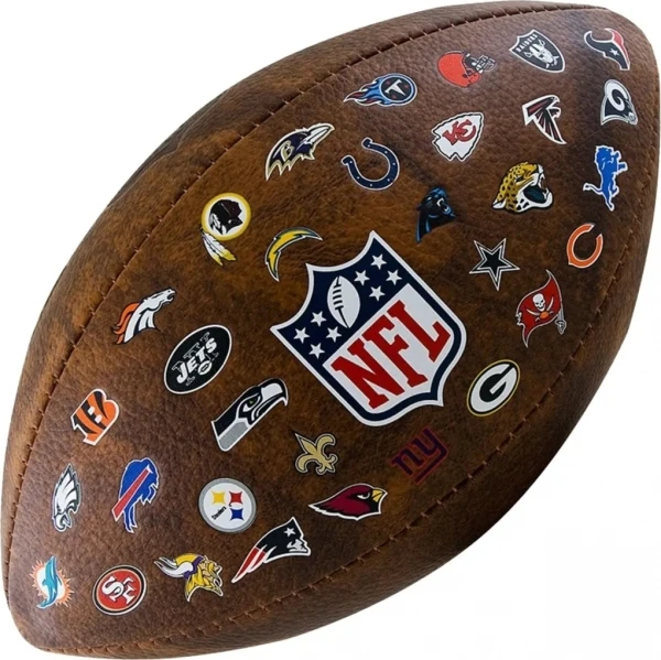 Мяч для американского футбола Wilson NFL OFF THROWBACK 32 TEAM LOGO темно-коричневый Размер 9 WTF1758XBNF32