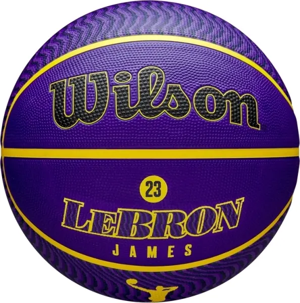 Баскетбольний м'яч Wilson NBA PLAYER ICON OUTDOOR LEBRON JAMES фіолетово-жовтий Розмір 7 WZ4027601XB7