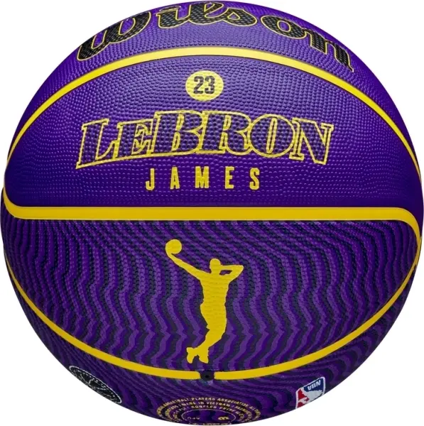 Баскетбольний м'яч Wilson NBA PLAYER ICON OUTDOOR LEBRON JAMES фіолетово-жовтий Розмір 7 WZ4027601XB7