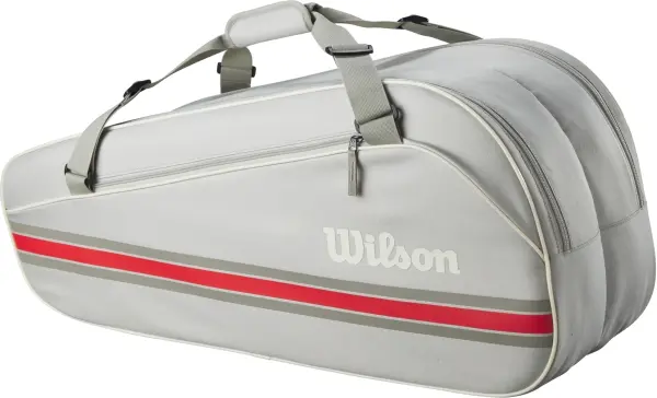 Сумка для тенісу Wilson TEAM 6 світло-сіро-червона WR8039903001