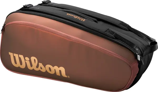 Сумка-рюкзак для тенниса Wilson PRO STAFF V14 SUPER TOUR 9 PACK бронзово-черная WR8024501001