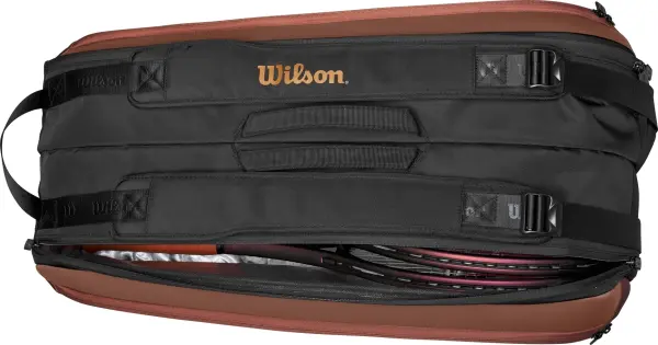 Сумка-рюкзак для тенниса Wilson PRO STAFF V14 SUPER TOUR 9 PACK бронзово-черная WR8024501001