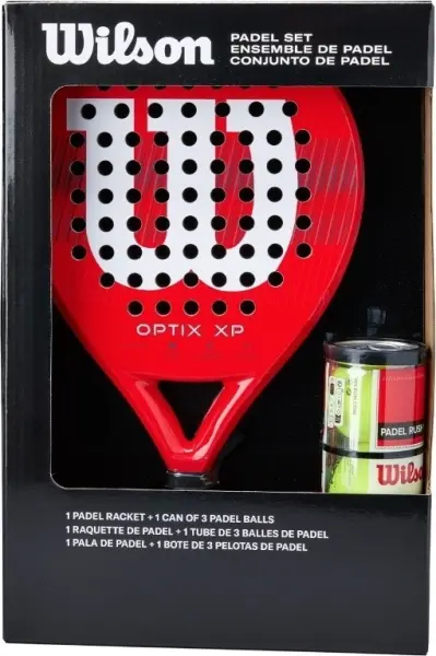 Набір для падл-тенісу Wilson OPTIX XP RED KIT BOX (ракетка і 3 м'ячі) червоний WR202110U2
