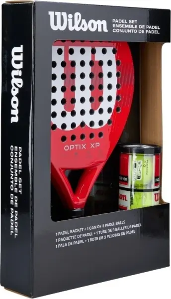 Набір для падл-тенісу Wilson OPTIX XP RED KIT BOX (ракетка і 3 м'ячі) червоний WR202110U2