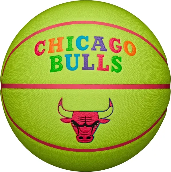 Баскетбольний м'яч Wilson NBA TEAM NEON CHICAGO BULLS салатово-рожевий Розмір 7 WZ4037402XB7